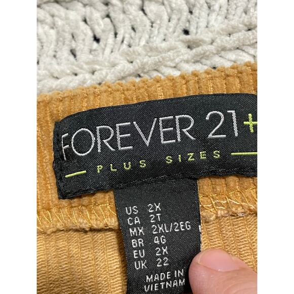 Forever 21 Corduroy Button Up Mini Skirt Womens Plus Size 2X Brown *Tiny Flaw - Picture 2 of 9